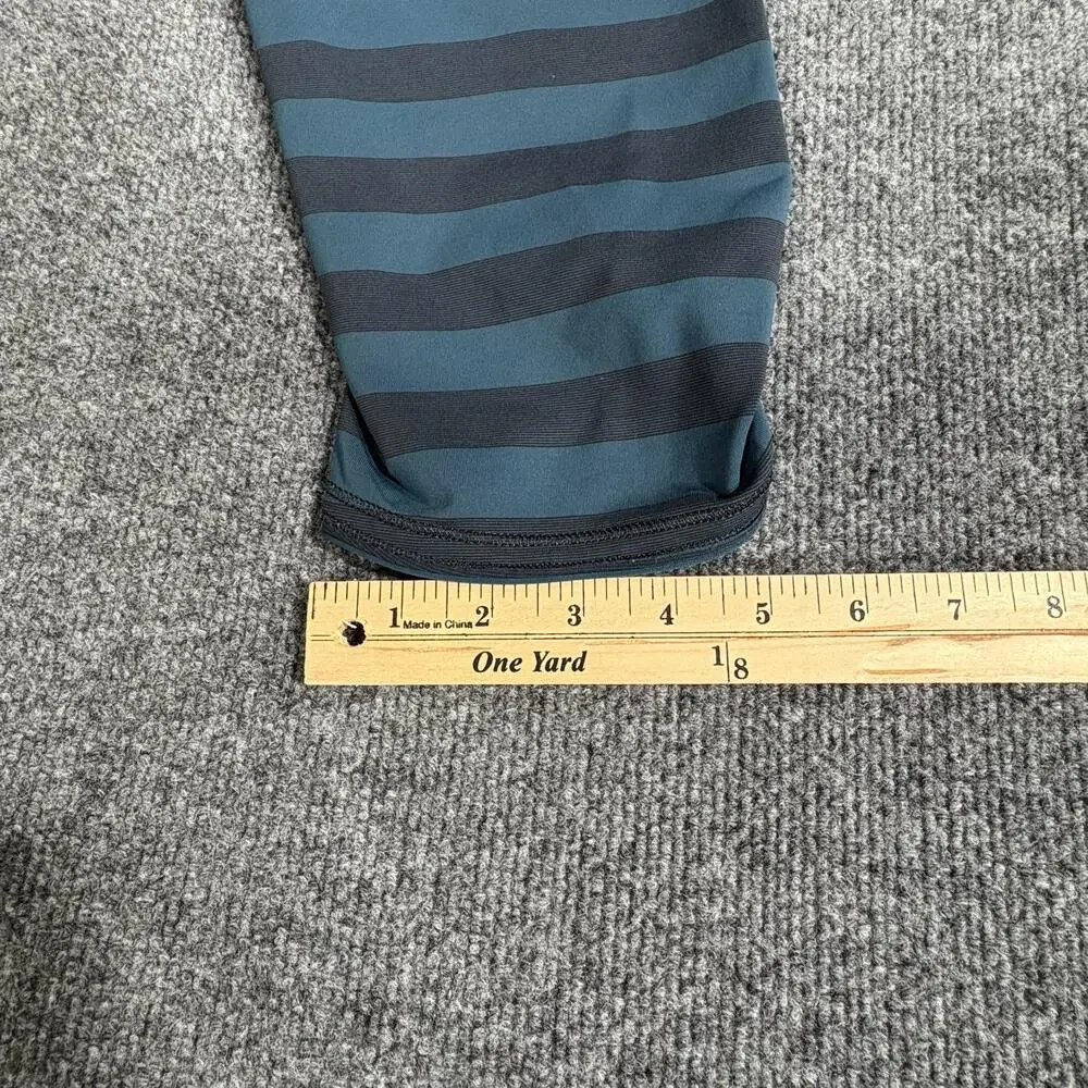 Lululemon Athletica Leggings Womens 10 Blue Stripe Run Top Speed Crop Pants